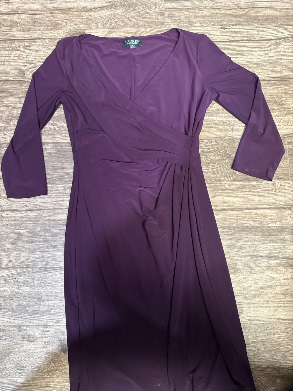 Ralph Lauren Plum Wrap-Style Midi Dress - Picture 4 of 6